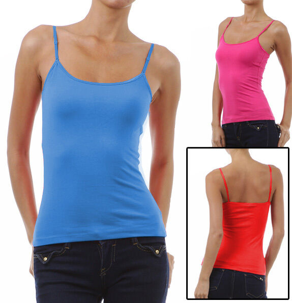 Cami Camisole With Built In Shelf Bra Adjustable Spaghetti Strap Layer Tank Top